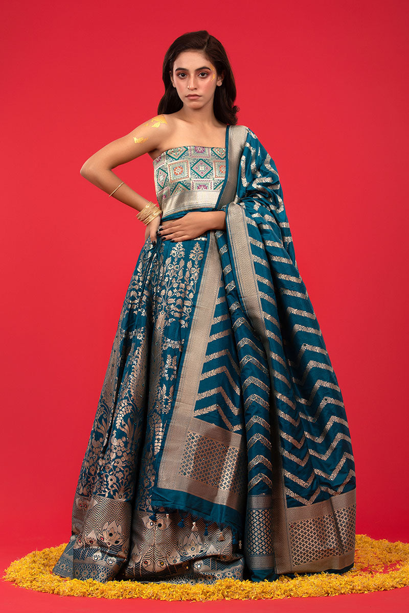 Shop Banarasi Lehenga Online, Pure Silk, Handwoven