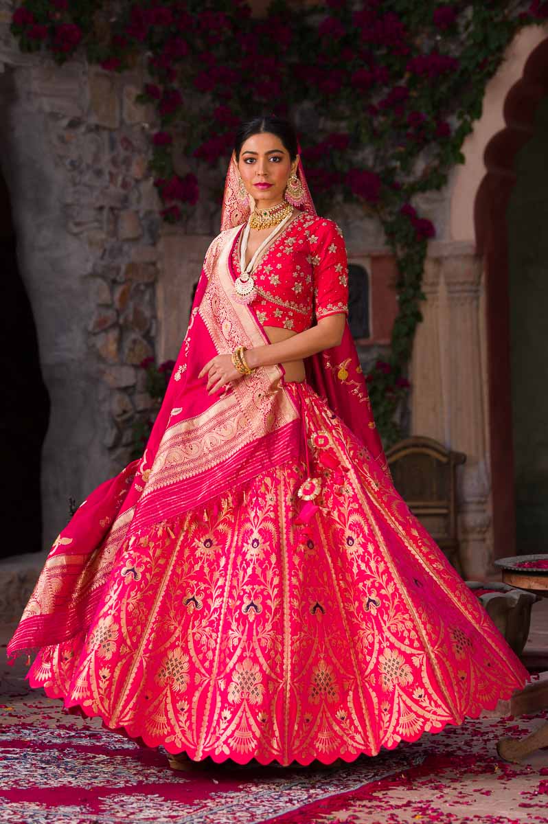 10+ Pink Banarasi Lehengas That You Should Save For An Intimate