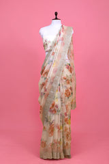 Floral  Printed Organza Silk Saree