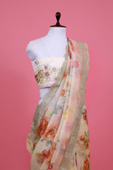 Floral  Printed Organza Silk Saree