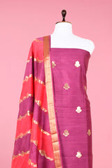 Violet Handwoven Chiniya Silk Dress Material