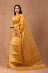 Yellow Woven Cotton Banarasi Saree