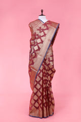 Cotton saree, silk cotton saree, Handloom Cotton Saree, Banarasi Cotton Saree, Red Saree, cotton Banarasi saree