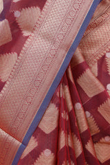 Blue Woven Cotton Banarasi Saree