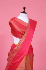 Rust Mauve Woven Cotton Banarasi Saree