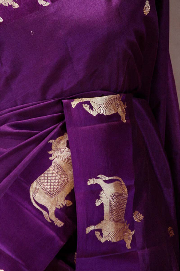 Banarasi Silk Saree with Golden Zari Pichwai Motifs