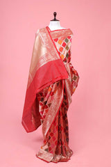 Red Geometrical Rangkat Katan Silk Banarasi Saree