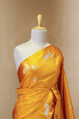 Deer Motif Pure Banarasi Silk Saree