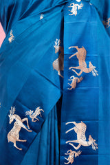 Cobalt Blue Pure Banarasi Silk Saree