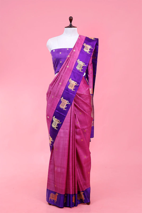 Buy Purple Pure Banarasi Silk Saree Online