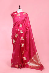 Deep Purple Pure Banarasi Silk Saree for Wedding Wear