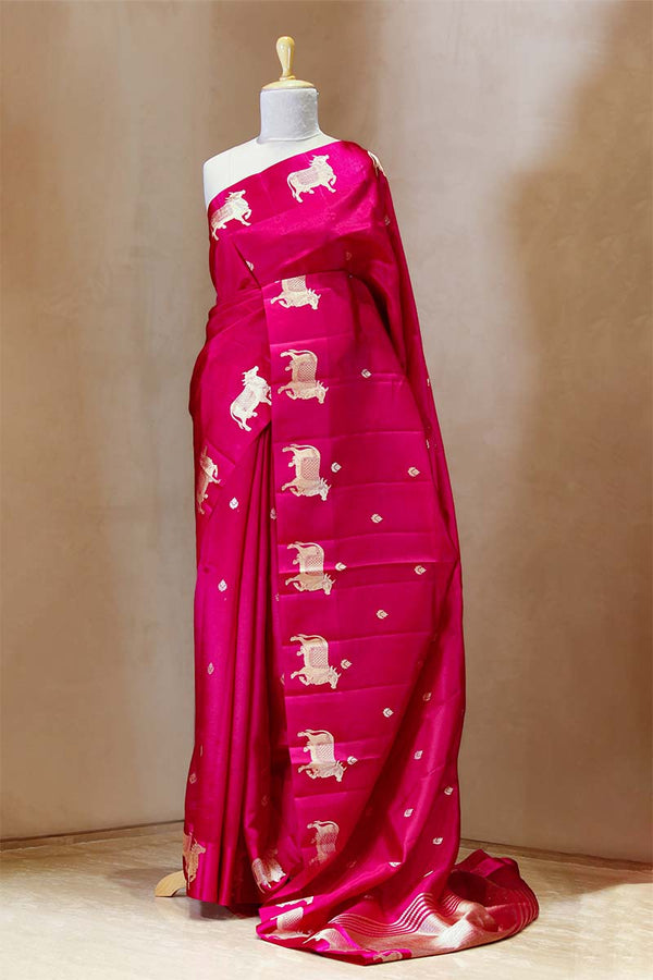 Banarasi Silk Saree, Banarasi saree, silk saree, pink saree, wedding saree, party wear saree​