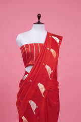 Nita Ambani Inspired Bird Motif Red Handloom Banarasi Saree