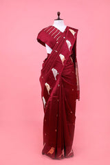 Nita Ambani Inspired Bird Motif Red Handloom Banarasi Saree