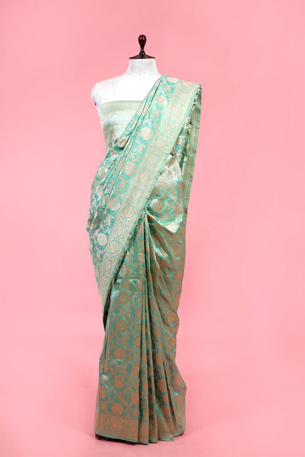 Buy Green Pure Banarasi Silk Saree Online