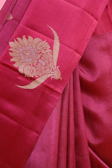 Burgundy Ethnic Handloom Banarasi Silk Saree