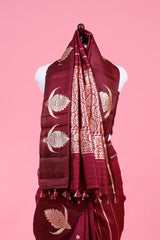 Maroon Ethnic Handloom Banarasi Silk Saree