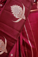 Maroon Ethnic Handloom Banarasi Silk Saree