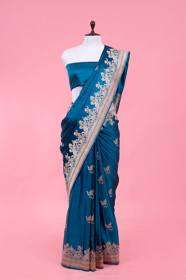 Buy Blue Pure Banarasi Silk Saree Online