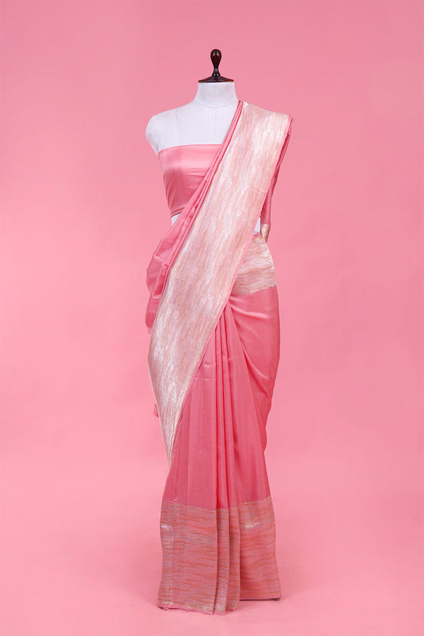 Buy Pink Pure Banarasi Silk Saree Online