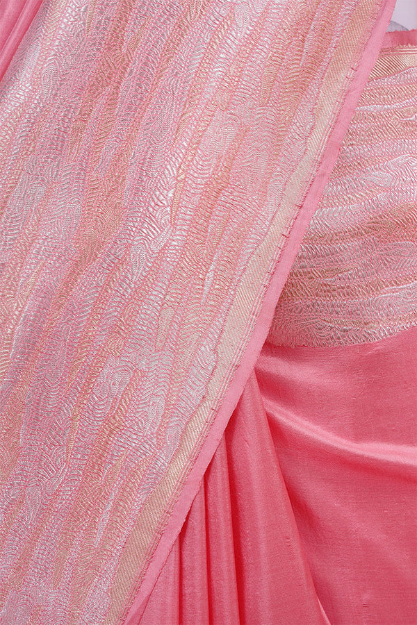 Blush Pink Sonarupa Handloom Banarasi Satin Silk Saree