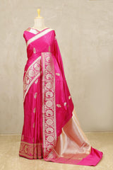 Banarasi Silk Saree, Banarasi saree, silk saree, magenta pink saree, wedding saree, party wear saree​