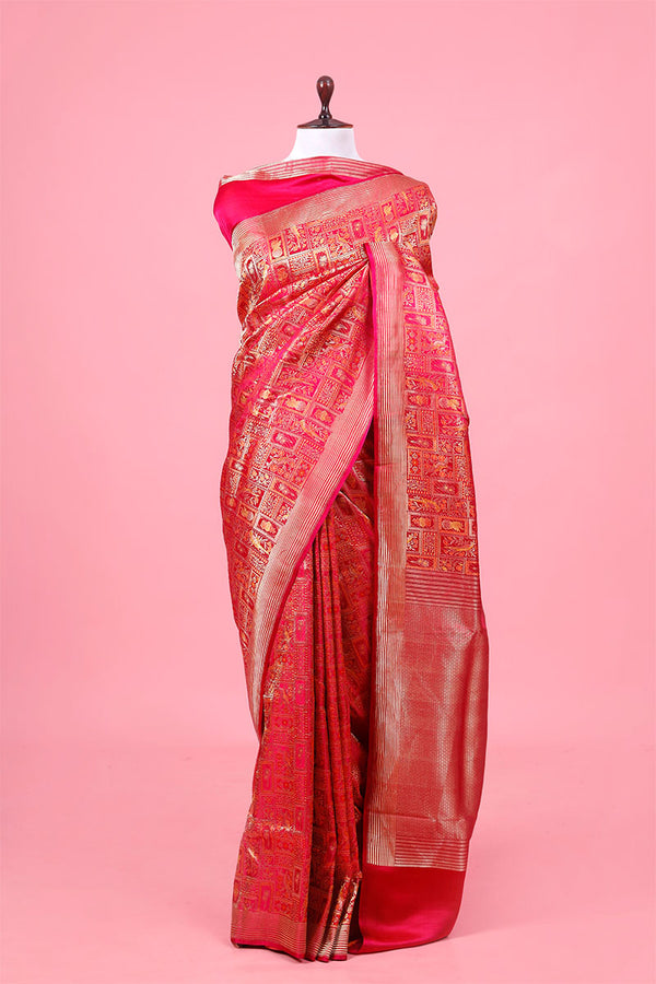 Buy Magenta Handloom Pure Banarasi Silk Saree Online