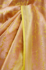 Yellow Handloom Brocade Satin Silk Banarasi Saree