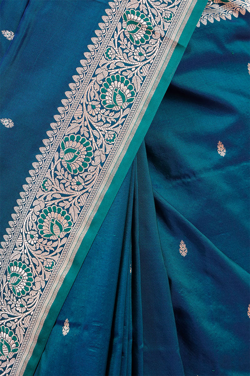 Rama Green Handloom Banarasi Katan Silk Saree