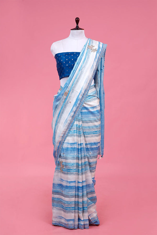 Buy Blue Pure Banarasi Silk Saree Online