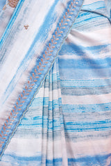 Sky Blue Embellished Pure Silk Saree