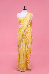 Buy Yellow Pure Banarasi Silk Saree Online