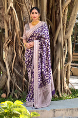 Deep Purple Bollywood Banarasi Saree