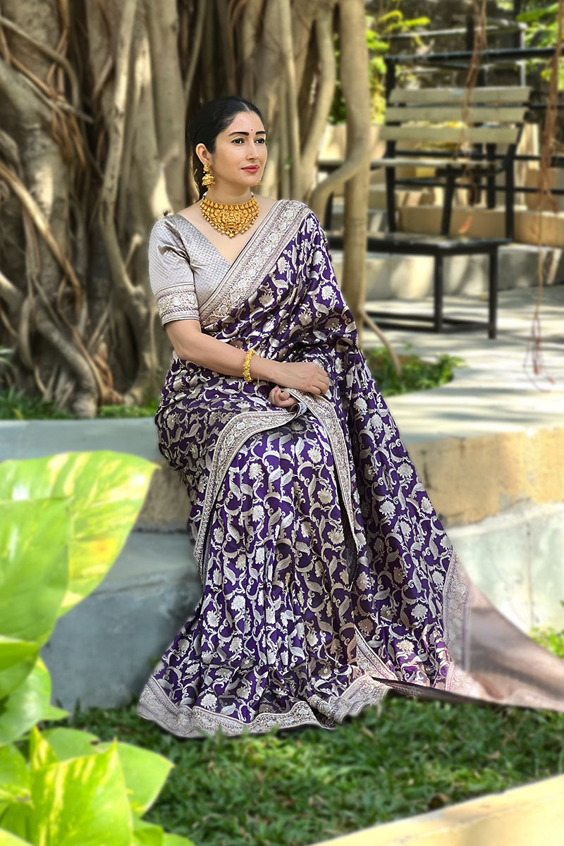 Deep Purple Bollywood Banarasi Saree