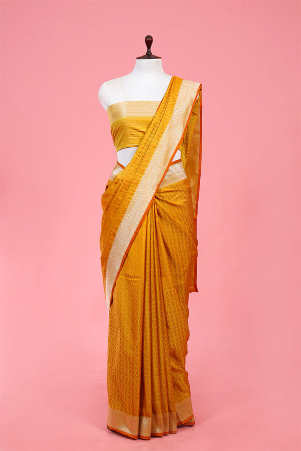 Buy Yellow Handloom Pure Banarasi Silk Saree Online
