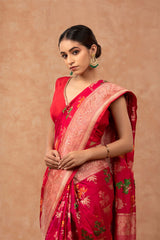 Pink Meenakari Handloom Katan Silk Saree