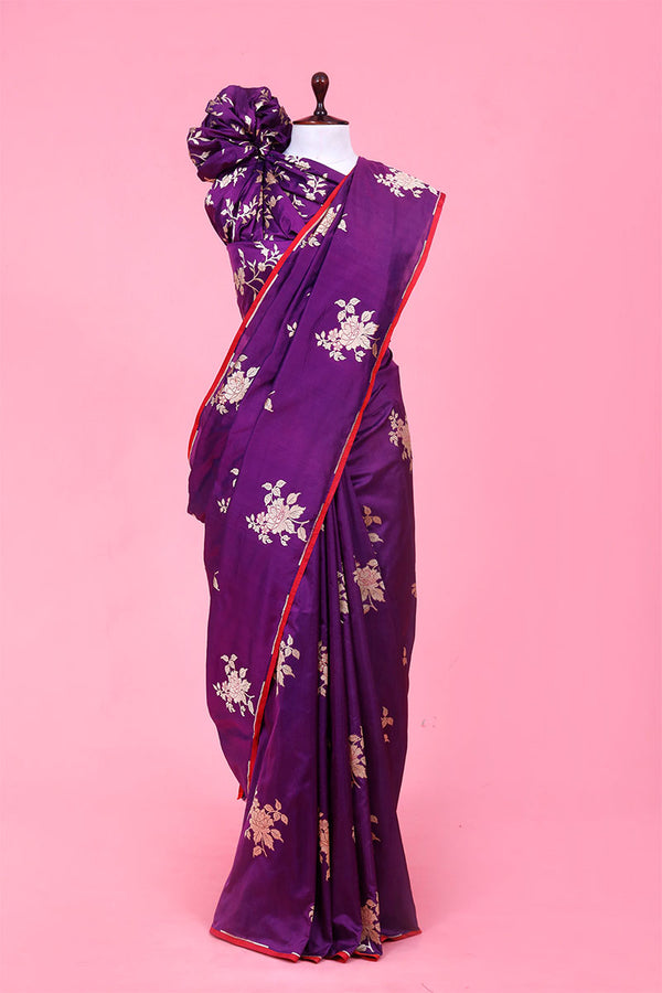 Banarasi Silk Saree, Banarasi saree, silk saree, purple saree, handloom saree for diwali, katan silk saree for navratri 