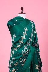 Bottle Green Handloom Banarasi silk Saree