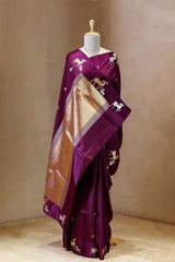 Deer Motifs Handloom Banarasi Silk Saree