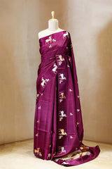 Deer Motifs Handloom Banarasi Silk Saree