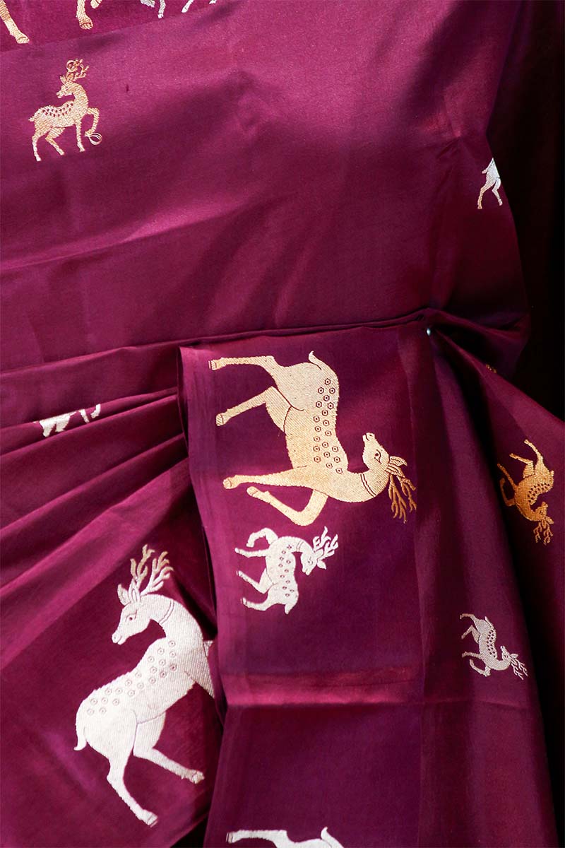 Deer Motifs Handloom Banarasi Silk Saree