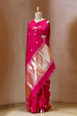 Deer Motifs Handloom Banarasi Silk Saree