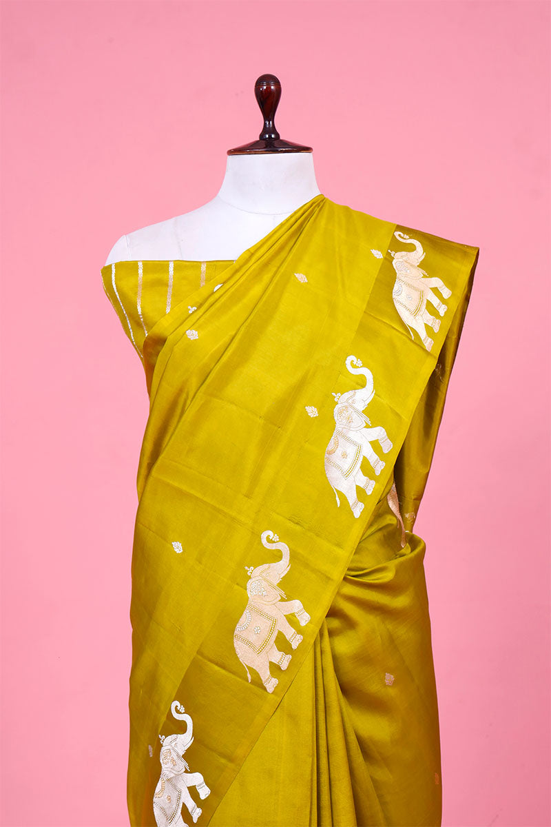 Gaja Motifs Handloom  Banarasi Silk Saree