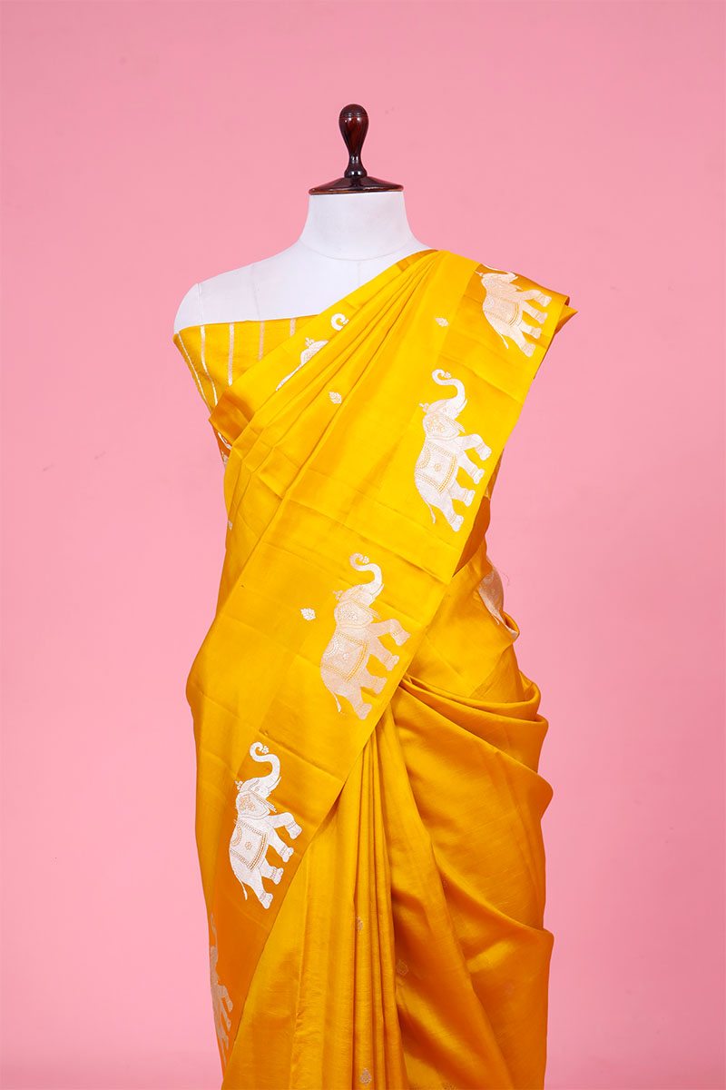 Gaja Motifs Handloom  Banarasi Silk Saree