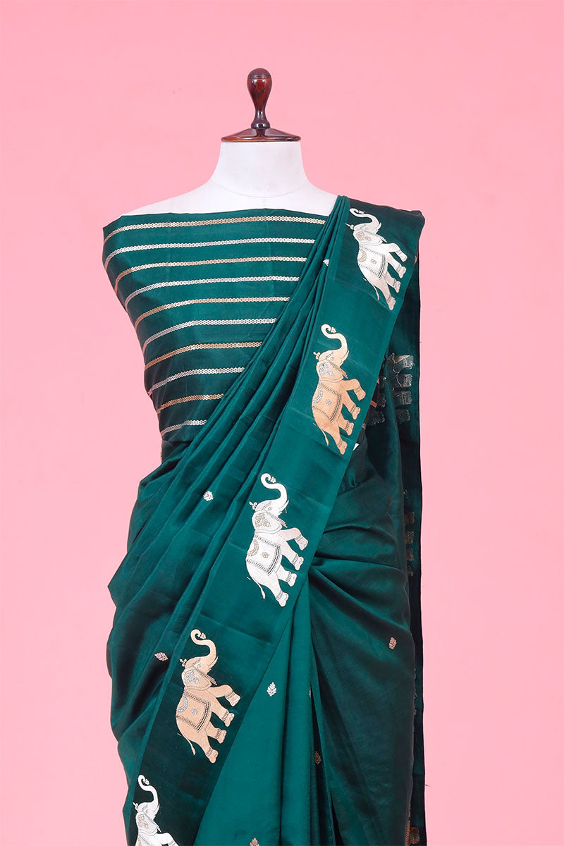 Gaja Motifs Handloom  Banarasi Silk Saree