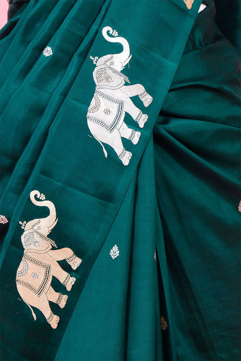 Gaja Motifs Handloom  Banarasi Silk Saree