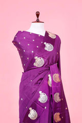 Purple Handloom Banarasi Saree with Nandi Motifs