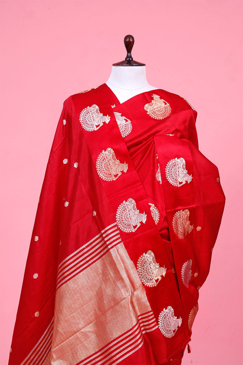 Nandi Motif Handloom Banarasi Silk Saree