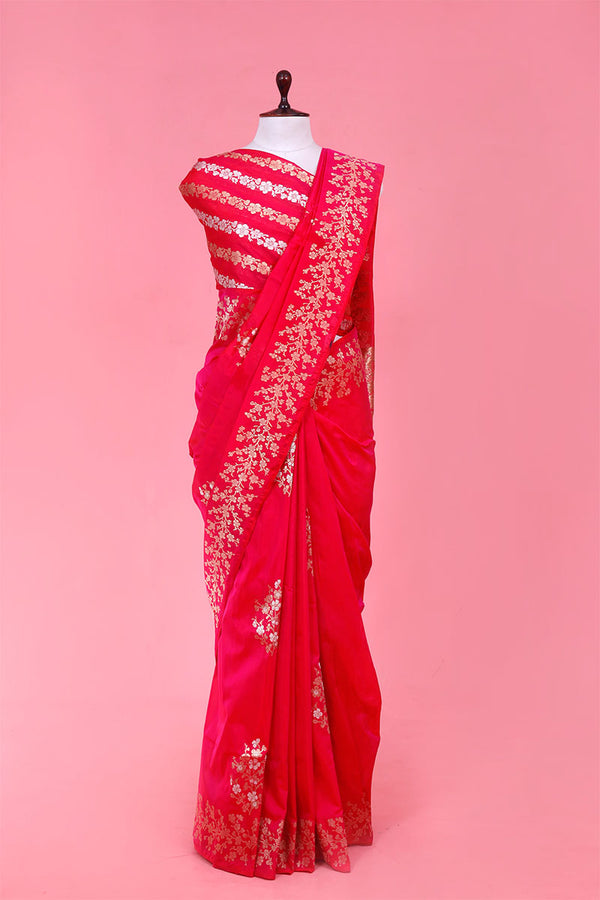 Banarasi Silk Saree, Banarasi saree, silk saree,  Pink saree, Magenta Pink, saree for diwali, saree for dussehra, saree for navratri