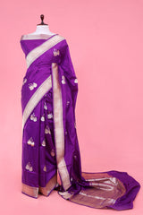 Banarasi Silk Saree, Banarasi saree, silk saree, purple saree, wedding saree, party wear saree​